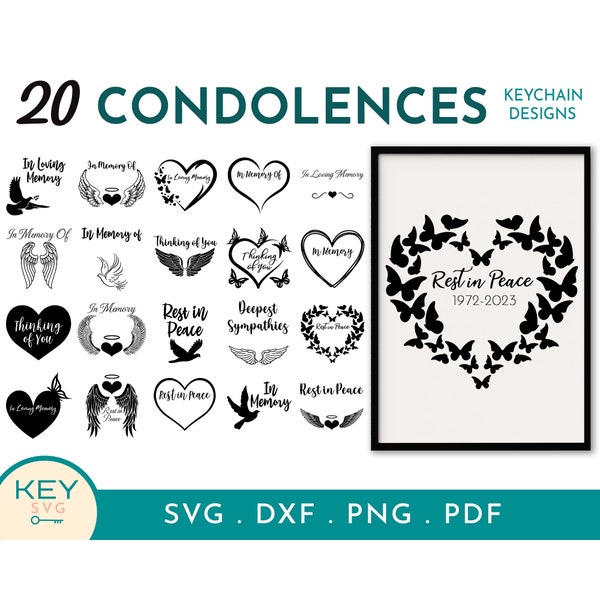 In Loving Memory Svg, Rest In Peace Svg, In Memory Of Svg, Angel Wings Svg, Keychain Svg, Heaven Svg, Heart Svg, Memorial Service Svg