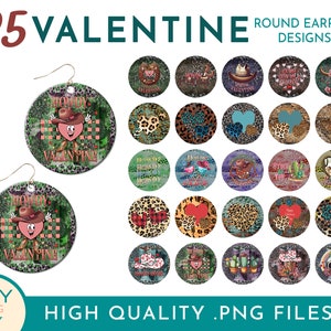 Country Western Runde Ohrringe Png, Valentinstag Herz Png, Liebe Png, Sublimieren Ohrring Designs Png, Ohrring Bündel Png, Animal Print xoxo