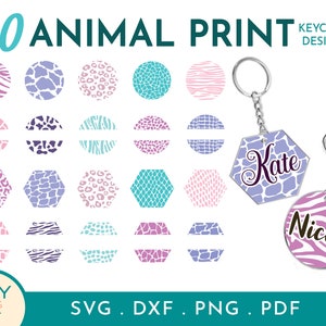 Keychain Bundle Svg, Round Keychain Svg, Hexagon Keychain, Split Monogram Svg, Leopard Print Svg, Cheetah Print Svg, Keyring Svg, Animal