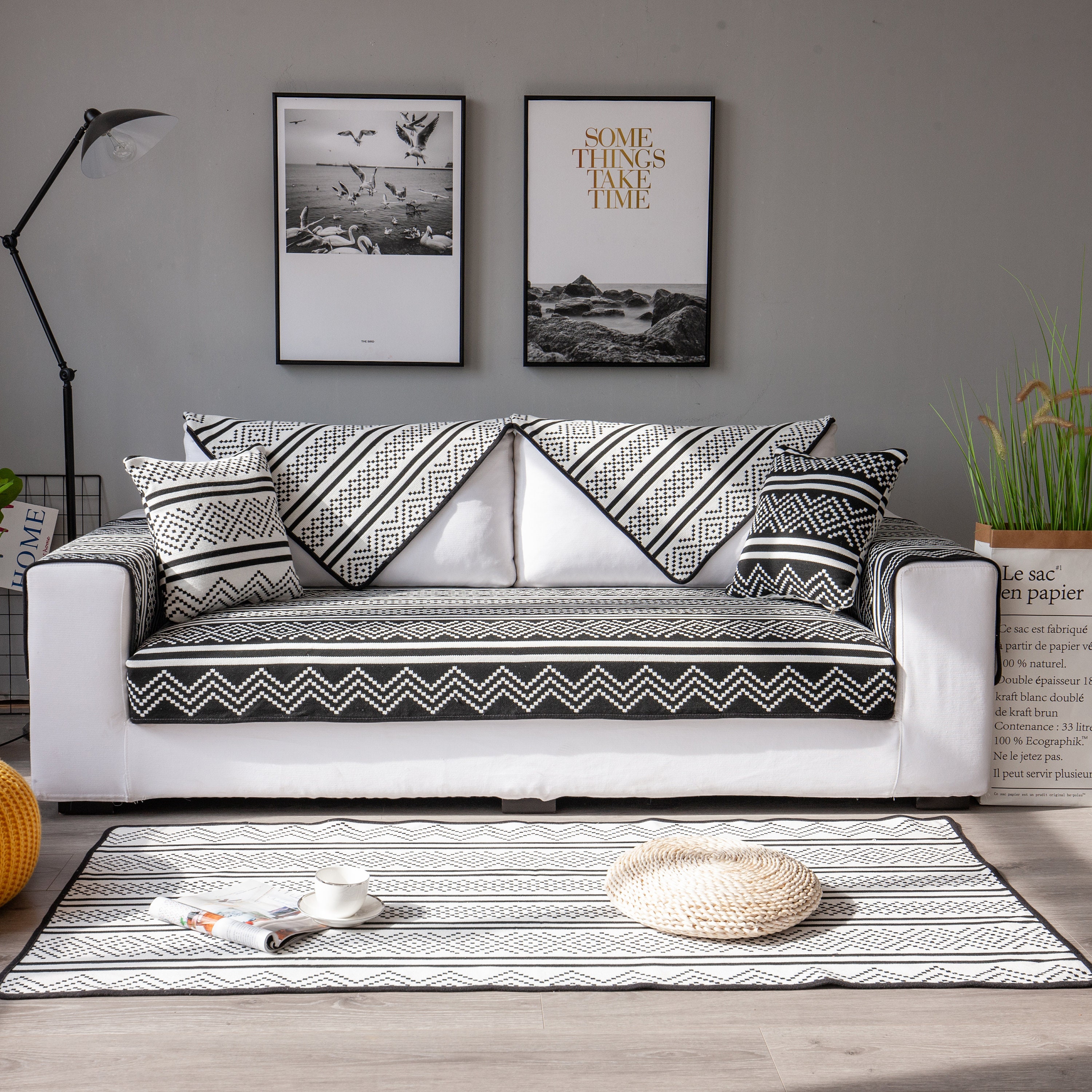 Sectional Couch Cover in Three Pieces Sofa Cover Reversible Etsy