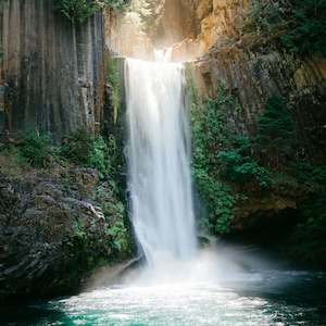 Waterfall Wall Art Oregon Home Decor Waterfall Photo Nature Print Extra Large Canvas Blue Water Digital Download