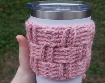 Custom Crochet Monogram Cup Koozie Cozie Sleeve | Fits most cups | Handmade Drink Holder Coolie