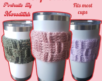 Custom Crochet Monogram Cup Cozie Handmade Acrylic Drink Sleeve