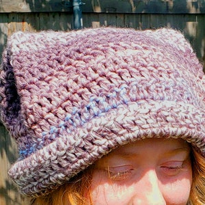 Handmade Crochet Cat Ear Beanie Chunky Teen-Adult Hat