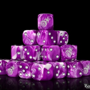 Premium Gluttony Silver Inlay Dice | Resin Wargaming Dice | 16mm or 12mm