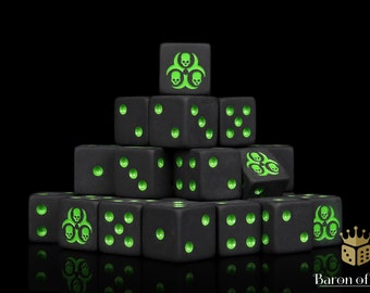 Premium Black Plague Dice | Resin Wargaming Dice | 16mm or 12mm