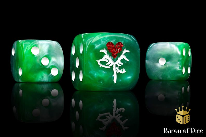 Premium Reincarnate Red Rose Fierce Green Dice Etsy