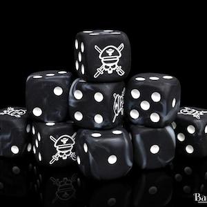 Premium Military Sergeant Black Dice | Resin Wargaming Dice | 16mm
