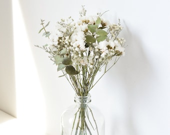 Eucalyptus & Baby&#39;s Breath - Small Dried Flower Bouquet/Arrangement - Home Decor - Wedding Centrepieces