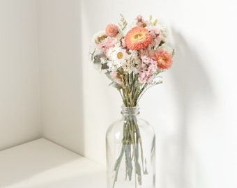 Blush, Peach & White - Small Dried Flower Bouquet/Arrangement - Home Decor - Wedding Centrepieces