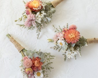 Blush, Peach & White Boutonniere - Groom/Groomsmen Buttonhole