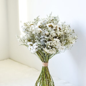 Eucalyptus & Baby's Breath Dried Wedding Bouquet - Boutonniere - Flower Crown - Corsage