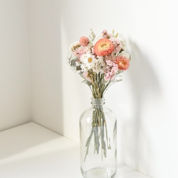 Blush, Peach & White - Small Dried Flower Bouquet/Arrangement - Home Decor - Wedding Centrepieces