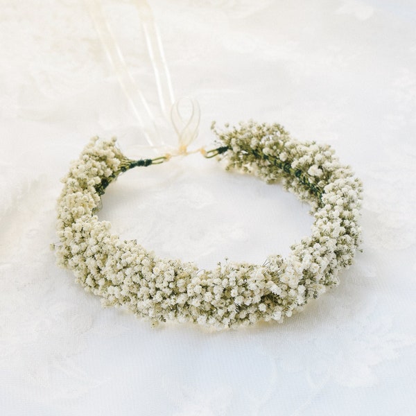 Baby's Breath Dried Flower Crown - Bridal Flower Crown/Flower Girl Crown