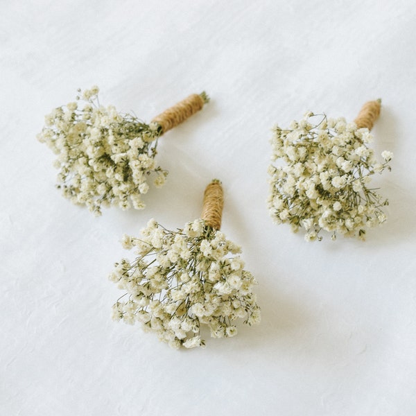 Baby's Breath Boutonniere - Groom/Groomsmen Buttonhole