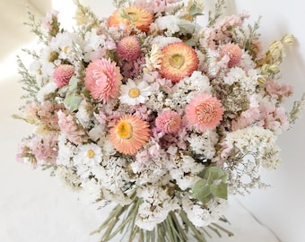 Blush & Peach Dried Flower Wedding Bouquet