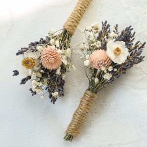 Lavender, Blush & White Boutonniere - Baby's Breath and Lavender - Groom/Groomsmen Buttonhole