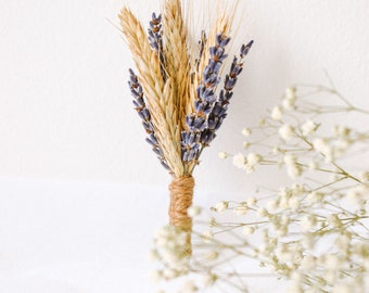 Lavender & Wheat Boutonniere - Groom/Groomsmen Buttonhole