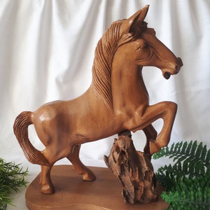 Large Vintage Monkey Wood Horse Stallion  Figure by Alii Honolulu