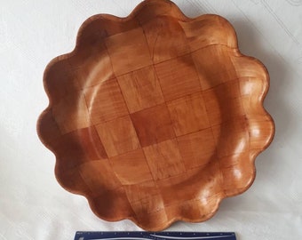 Retro Weaved Wood Serving Tray Parkay Large and lightweight