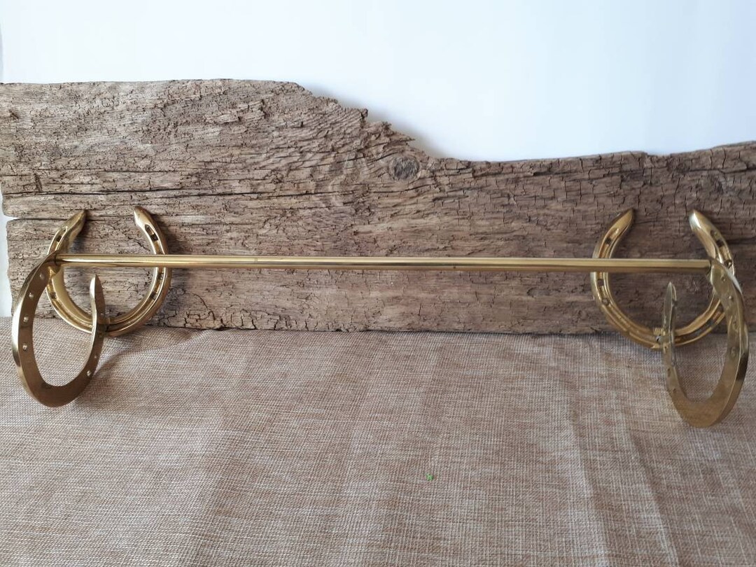 Brass Horseshoe Towel Bar Etsy Canada