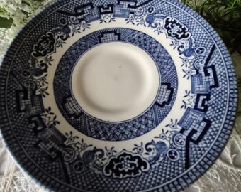 Vintage set van 4 Engelse Churchill Blue Willow China-schotels gemaakt in Engeland