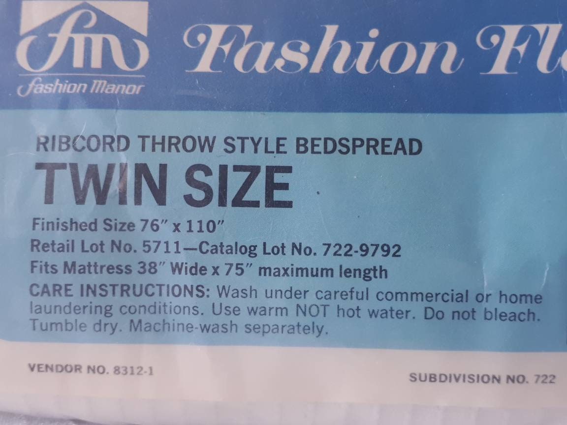 Twin Ribcord Syle Vintage Jcpenney Bedspread in Color White Etsy