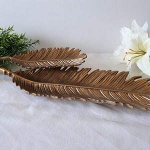 Vintage Brass Feather or Leaves Tray
