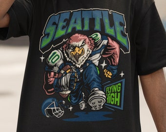 Retro Seattle voetbal-T-shirt, vintage grafische ronde hals