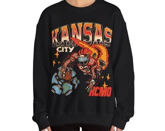Kansas City Football Sweatshirt | Kansas City Graphic Bootleg Crewneck | Vintage Kansas City Football | Vintage Kansas Football