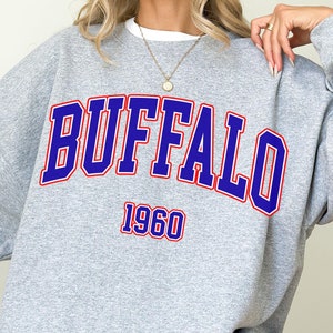 Sweat-shirt de football Buffalo, col rond de football Buffalo style vintage, sweat-shirt graphique football, sweat-shirt Buffalo,