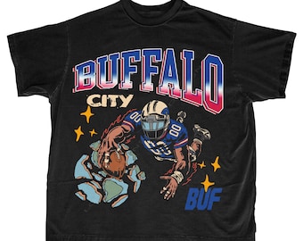Buffalo Football T Shirt | Buffalo City Graphic Bootleg T Shirt | Vintage Buffalo Football | Vintage Buffalo Football