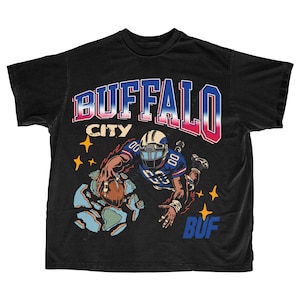 Buffalo voetbal T-shirt | Buffalo City grafische Bootleg T-shirt | Vintage Buffalo voetbal | Vintage Buffalo voetbal