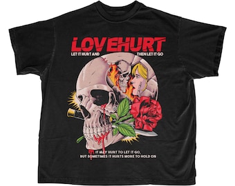 Maglietta con teschio, maglietta vintage con scheletro, streetwear gotico rock grafico, t-shirt streetwear con teschio, emo, estetica punk audace alternativa Y2K