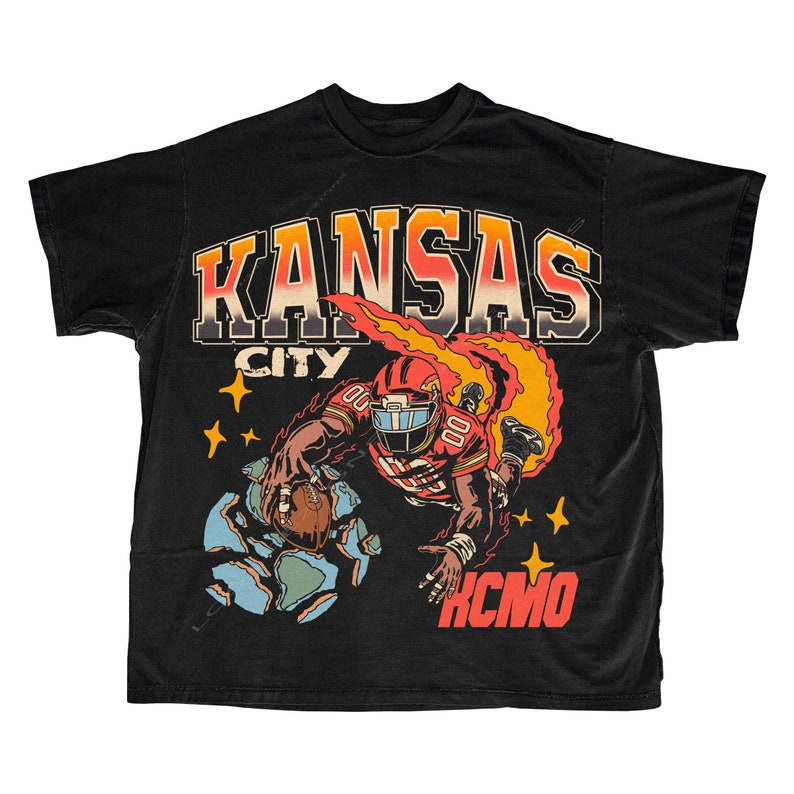 Kansas City Football T Shirt Kansas City Graphic Bootleg T Shirt Vintage Kansas City Football Vintage Kansas Football image 1