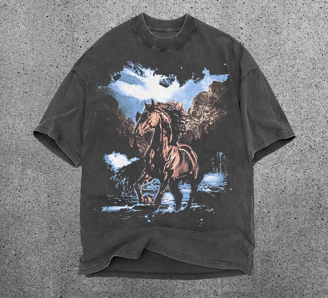 Vintage Horse Graphic T-shirt, 90s Distressed Horse Shirt