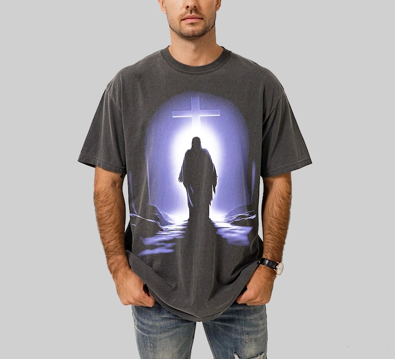 Jesus Shirt, Vintage Jesus T Shirt, Christian Streetwear Religious Gift for Him, Christian Gift, Faith Apparel, Church Shirt, God Shirt, Y2k image 3