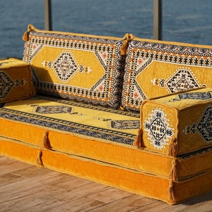 8 Thickness Yellow Floor Couches, Pallet Sofa, Floor Cushions, Sectional Sofa, Floor Sofa Set, Arabic Majilis, Ottoman Couch, Arabic Jalsa