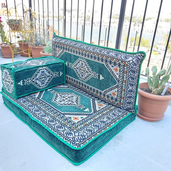 Green Loveseats, Arabic Sofa Floor Seating Set, Arabic Majlis, Pallet Sofa, Floor Cushion, Turkish Floor Sofa, Arabic Majlis, Floor Pillows
