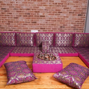 Purple Color U Shaped Arabic Sofa Set, Floor Cushions, Pallet Sofa, Bench Cushions, Arabic Majlis, Moroccan Decor, Arabic Seating Floor Sofa