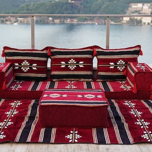 Oriental Maroon Arabic Floor Sofa Seating, Turkish Floor Cushion, Ethnic Sofa, Sectional Couch, Floor Cushions, Modular Sofa, Moroccan Rug zdjęcie 4