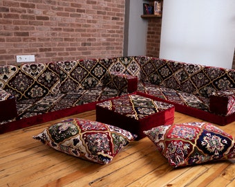 Premium Quality Thick Velvet Fabric Floor Couch, Arabic Floor Sofa Couch, Afgan Toshak, Arabic Seating Sofa, Moroccan Sofas, Arabic Majlis