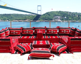 8 Inch Thick Arabic Floor Seating, Moroccan Sofa, Entry Bench, Oriental Sofa, Turkish Sofa Set