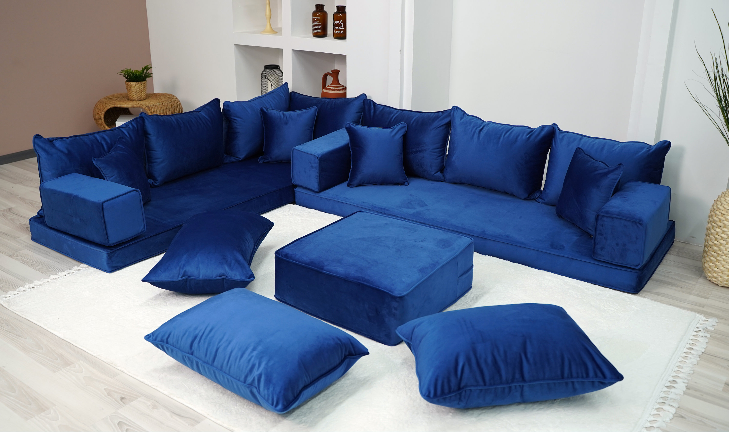 overdrijving contant geld rechter Velvet Royal Blue Color Floor Seating Sofa Velvet Floor - Etsy België