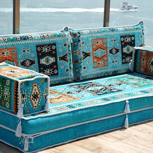 8 Inch Thick Arabic Floor Sofa, Floor Seating Set, Sectional Sofas, Indoor Ethnic Floor Sofas, Turkish Seating Cushions, Arabic Jalsa