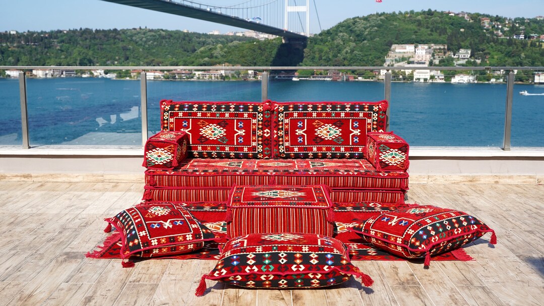 8 Inch Thick Arabic Sofa Set, Moroccan Rug, Sofa Slipcover, Farmhouse Decor, Arabic Floor Sofa
