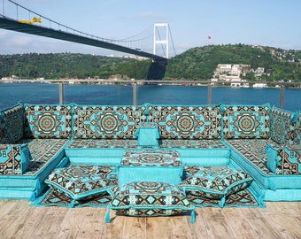 8 Inch Thick Arabic Floor Seating, Oriental Sofas, Turkish Sitting Pillows, Floor Sofa Set, Arabic Sofa