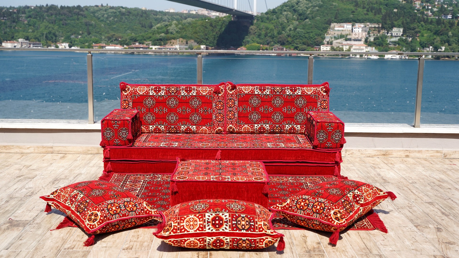 Canapés de sol arabes, canapés sectionnels, causeuse, ensemble de canapé,  canapé de salon marocain, canapé bohème, canapé sectionnel pour décoration  d'intérieur, coussins marocains (canapé + tapis + ottoman, 20 cm  d'épaisseur) 