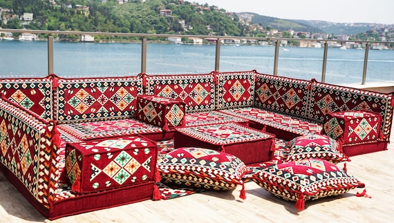 Ethnic Anatolian Floor Seating Sofa, Floor Cushions, Arabic Sofa