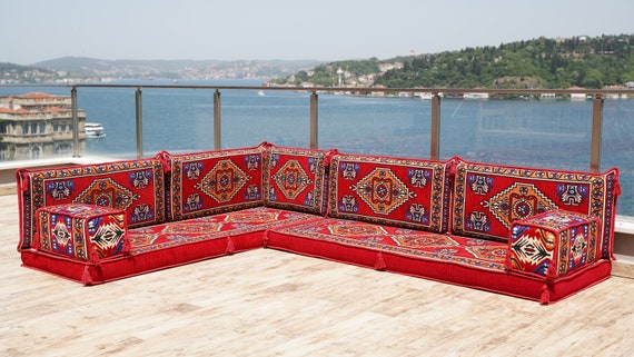 Moroccan Kirsehir Floor Cushions L Shaped Arabic Seating Sofas